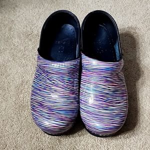 Dansko striped clogs nursing shoes